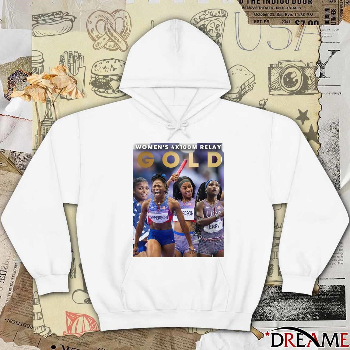 Official Team USA Gold Medal Women's 4x100m Relay Paris Olympic 2024