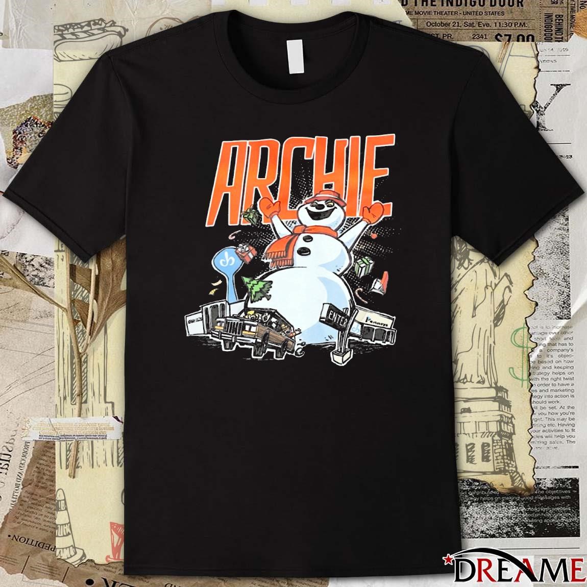 Official Archie The Talking Snowman Akron Beacon Journal t-shirt 