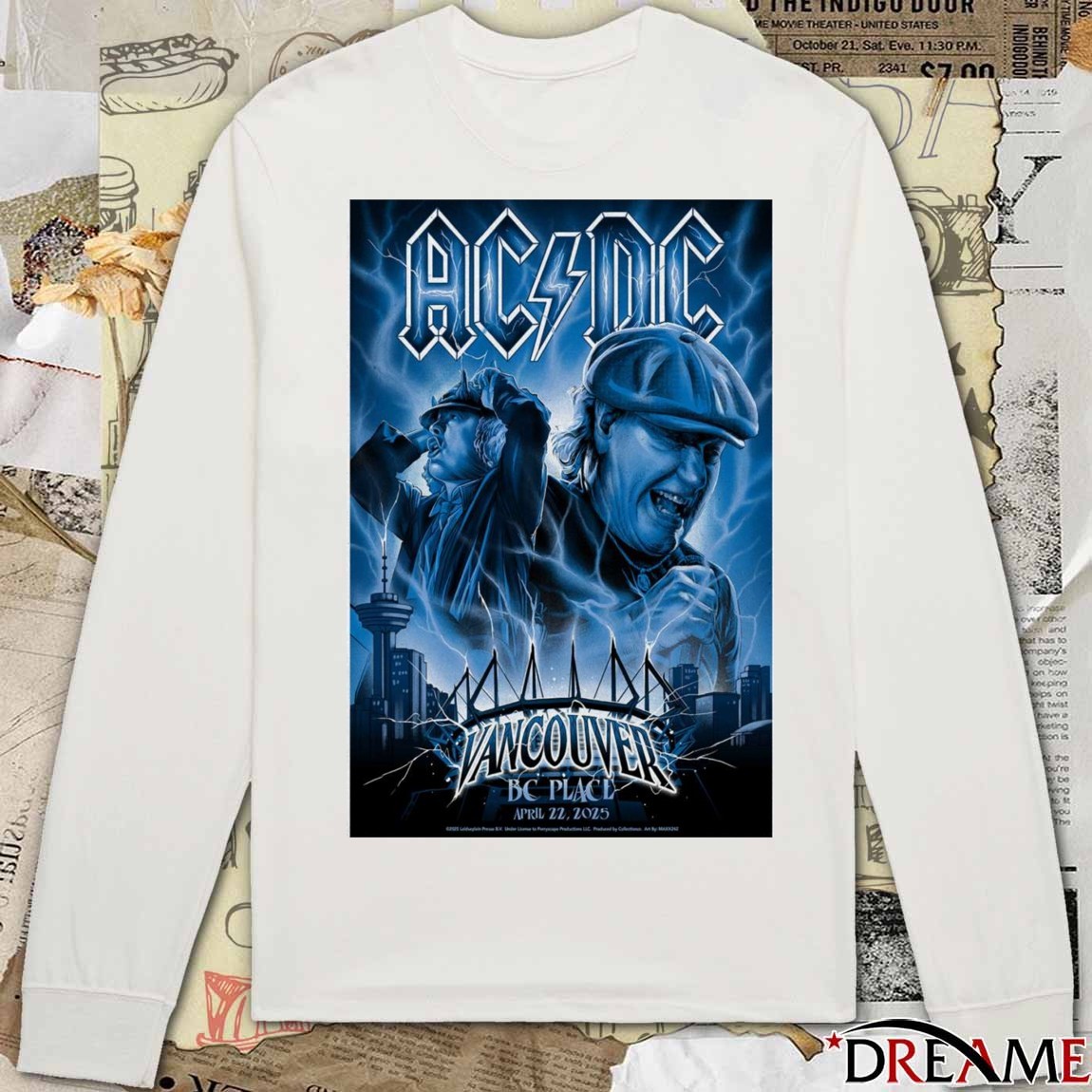Official Poster 2025 AC DC Event BC Place Stadium Vancouver t-shirt ...